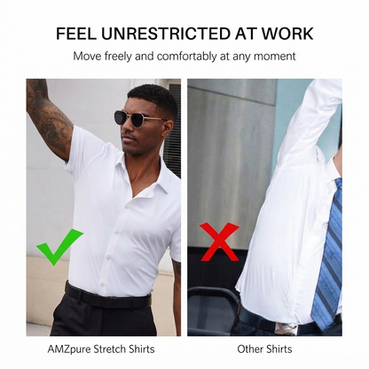 💪 Men's Stretch Slim Fit Short Sleeve Shirt – Button-Down Casual Style