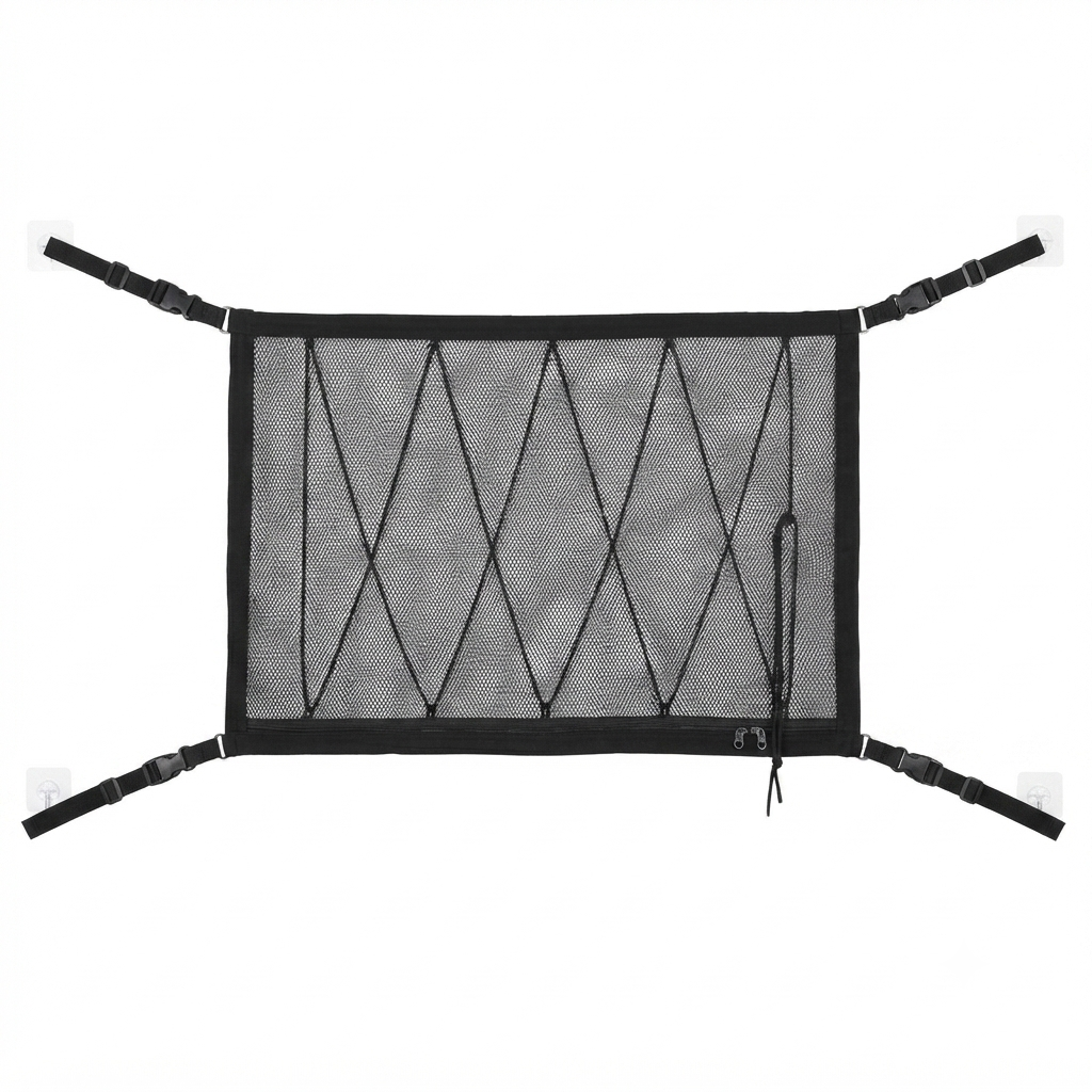 🚙 Ceiling Cargo Net 31"x21" – Double-Layer SUV Roof Organizer for Road Trips