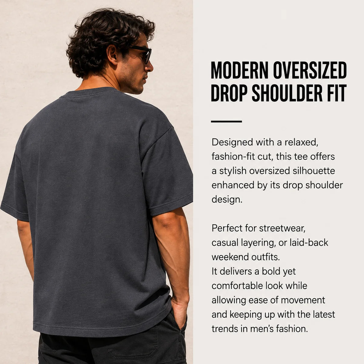 Men's Multi-Pack Heavyweight 100% Cotton Drop Shoulder Fashion Tees in Various Sizes and Colors