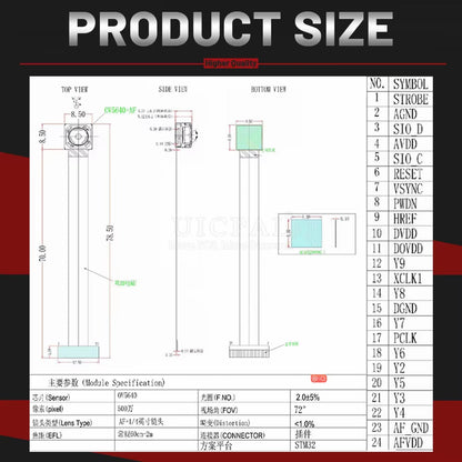 OV5640 Camera Module 78MM 68 72 120 160 Degree Auto Focus AF High-definition 5 Million Pixels 24PIN DVP MIPI Interface Camera Module