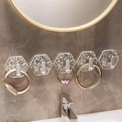 Glacier Ripple No-Drill Adhesive Hooks – Crystal-Look Decorative Wall Storage