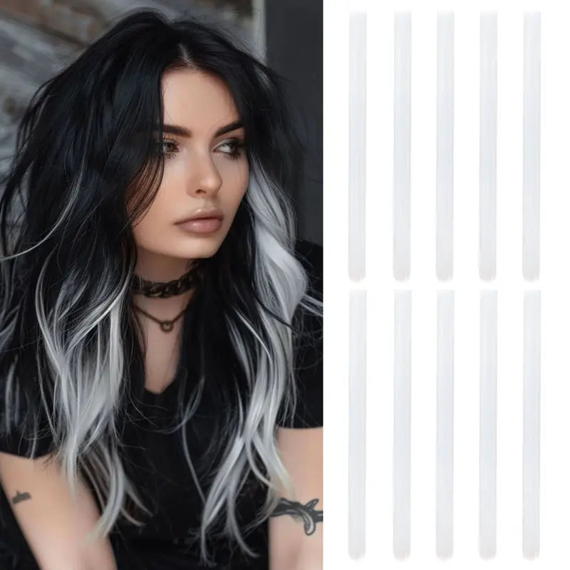 20Inch Rainbow Clip-In Hair Extensions - Vibrant Synthetic Highlights