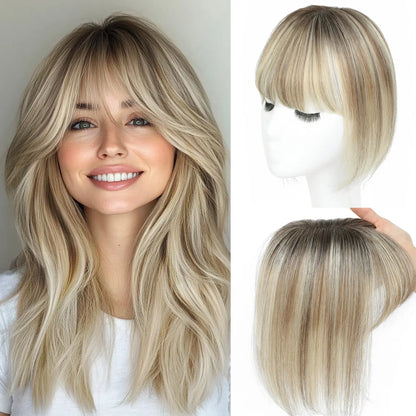 Hair Toppers for Women - 3D Real Human Hair Clip-in Bangs