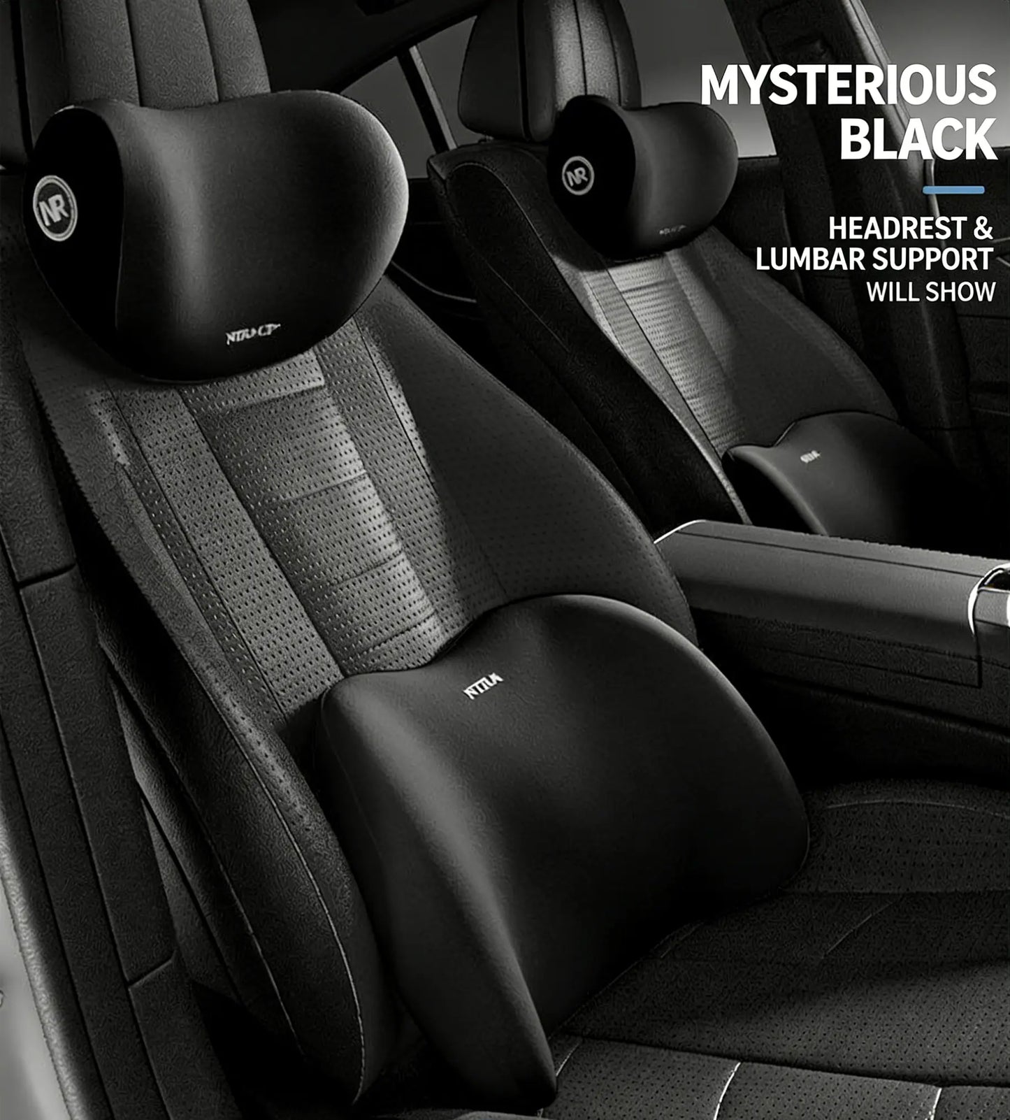 Car Driving Car Pillow Set Neck and Waist Black Foam Neck Pillow Memory Lumbar