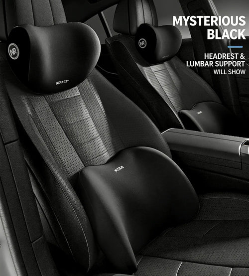 Car Driving Car Pillow Set Neck and Waist Black Foam Neck Pillow Memory Lumbar