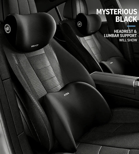 Car Driving Car Pillow Set Neck and Waist Black Foam Neck Pillow Memory Lumbar