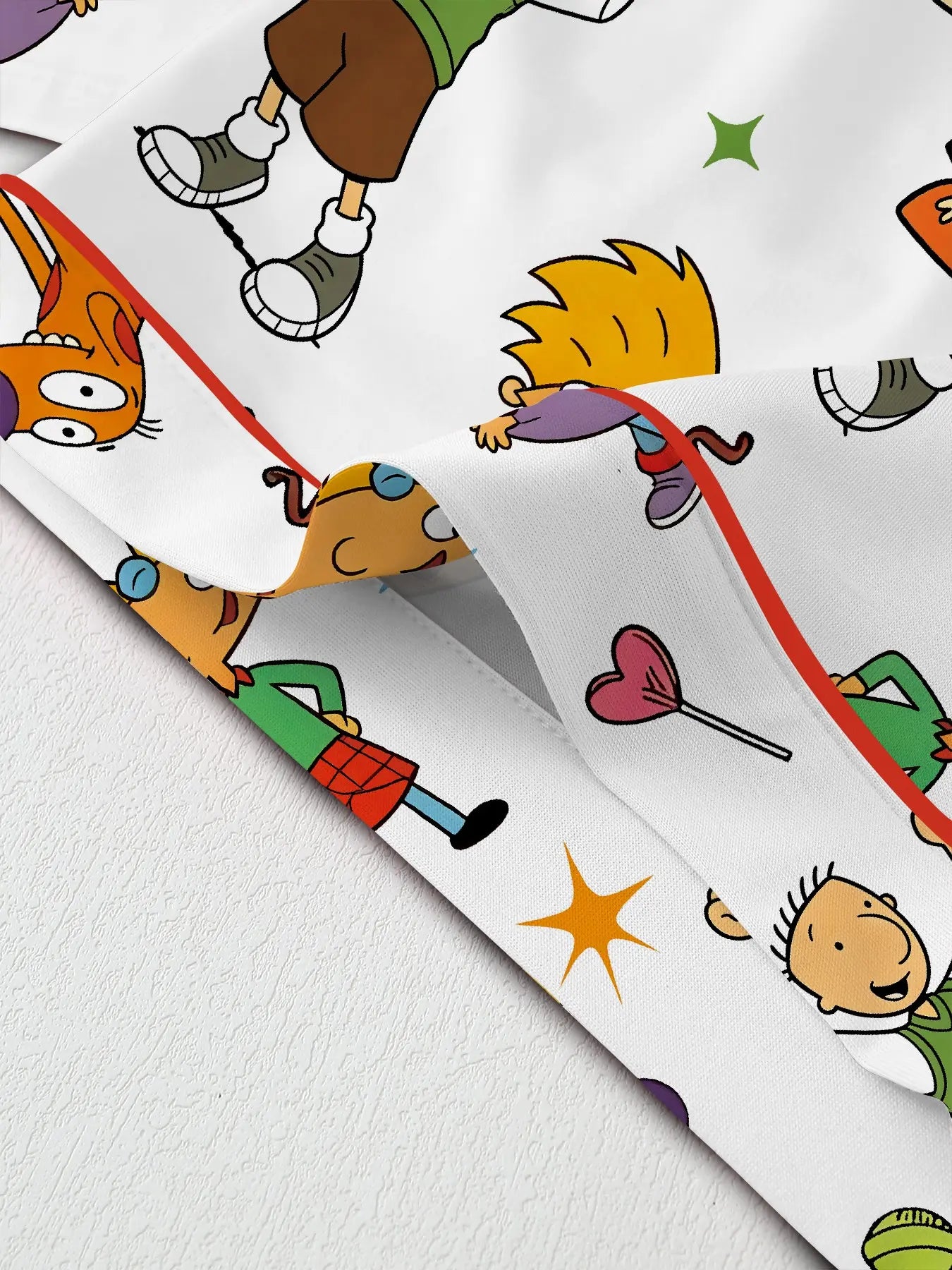Teen Retro Cartoon Print Pajama Set -Soft Comfortable Short Sleeve Sleepwear
