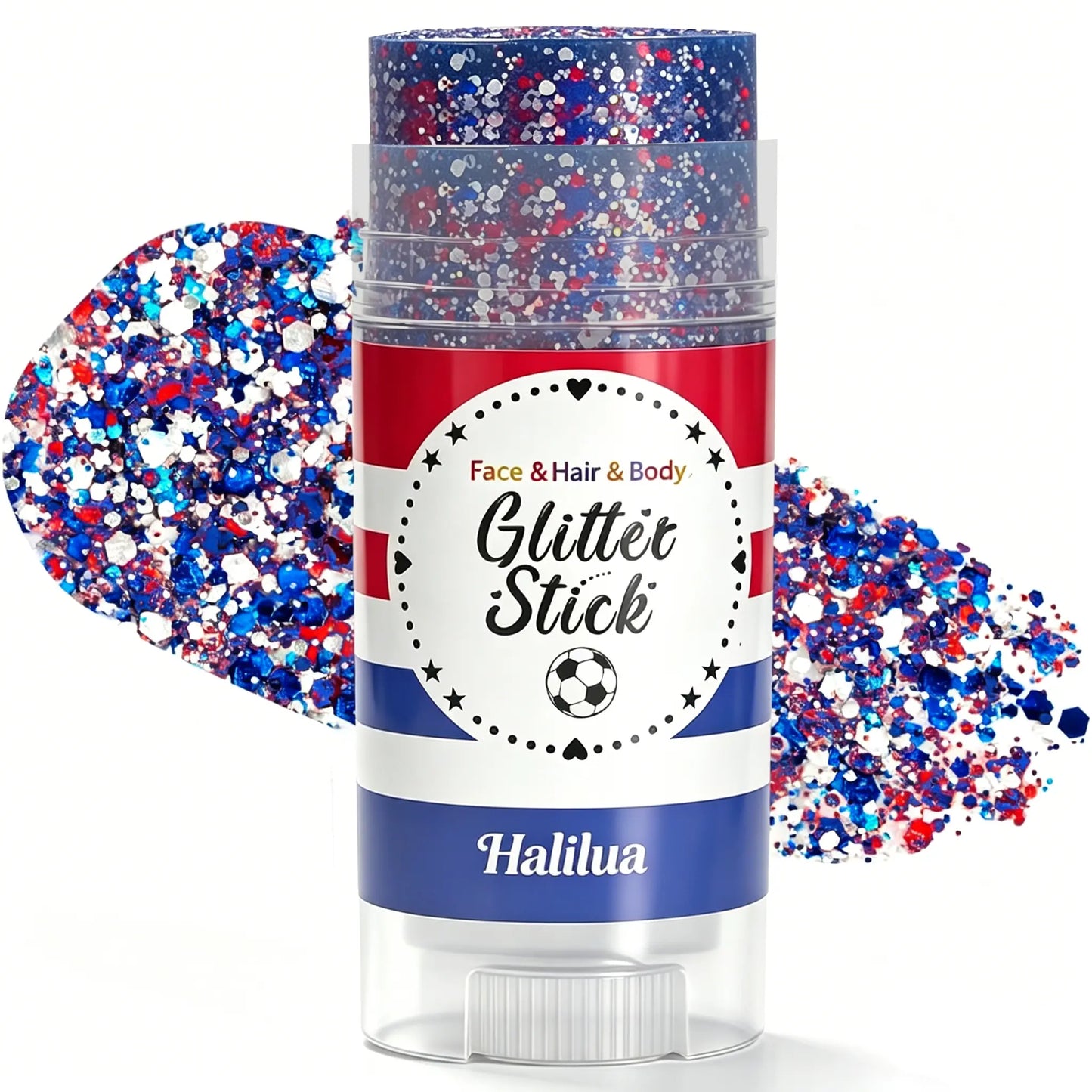4th of July Glitter Stick | Red, White & Blue Body & Hair Sparkle for Independence Day Party, Festival & Fun Holiday Look