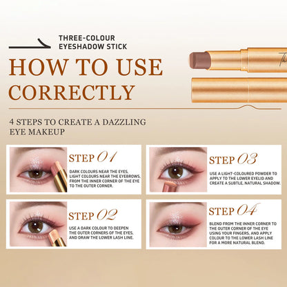 💄HOT SALE 💥 3-in-1 Gradient Eyeshadow Stick – One-Swipe, Waterproof, Curved Nib ✨
