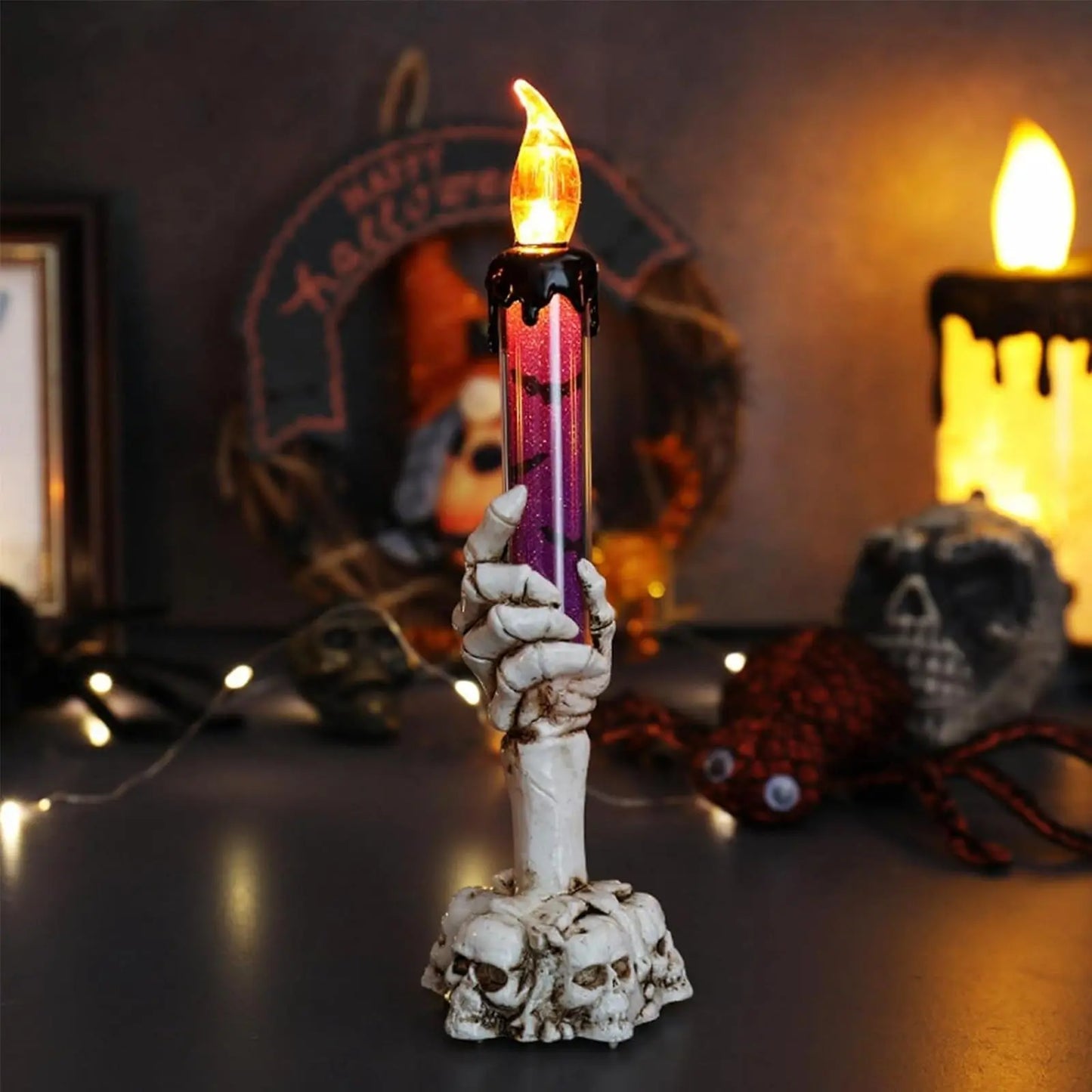 Halloween Vivid Resin Skeleton Hand Finger Candle Holders, 2026 Halloween Delicate Bar Home Party Desktop Tea Light Holders Decor