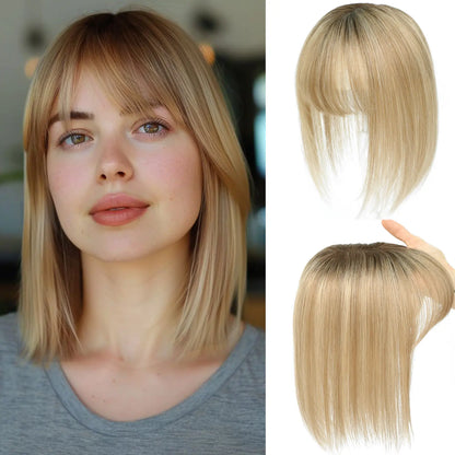Hair Toppers for Women - 3D Real Human Hair Clip-in Bangs