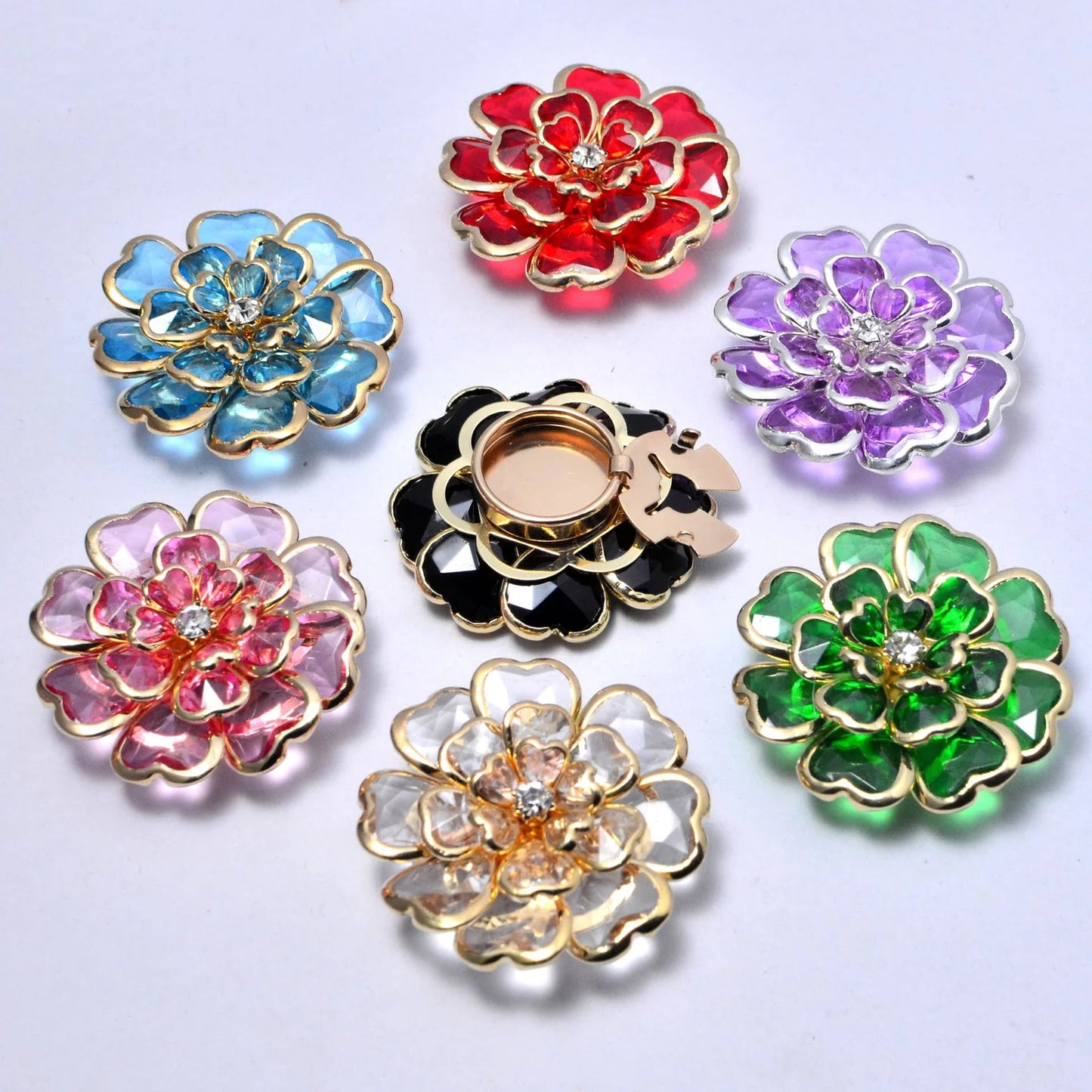 Luxury Crystal Floral Button Covers for Women Blouses