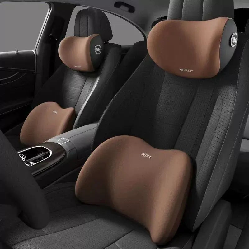 Car Driving Car Pillow Set Neck and Waist Black Foam Neck Pillow Memory Lumbar