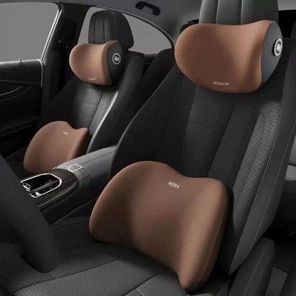 Car Driving Car Pillow Set Neck and Waist Black Foam Neck Pillow Memory Lumbar
