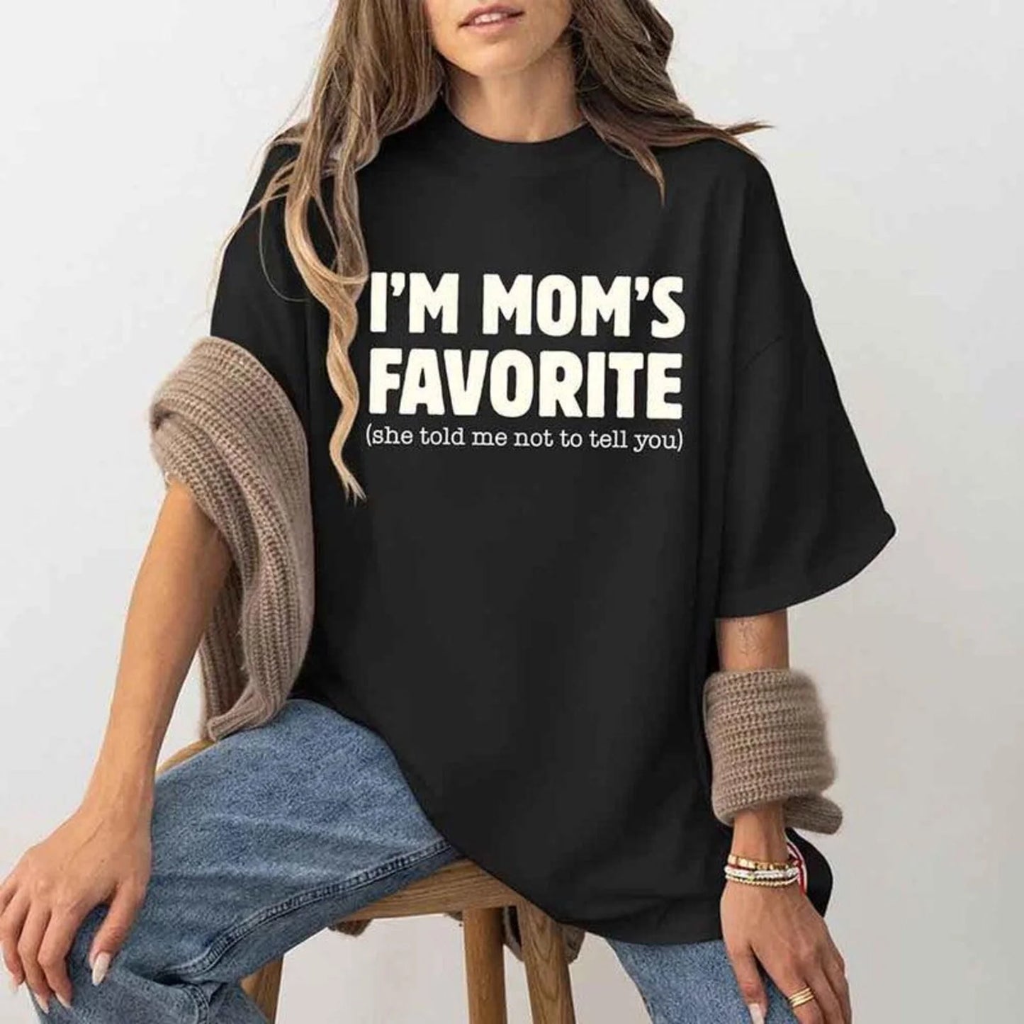 I’m Mom’s Favorite T-Shirt | Funny Family Joke Graphic Tee | Sibling Rivalry Shirt