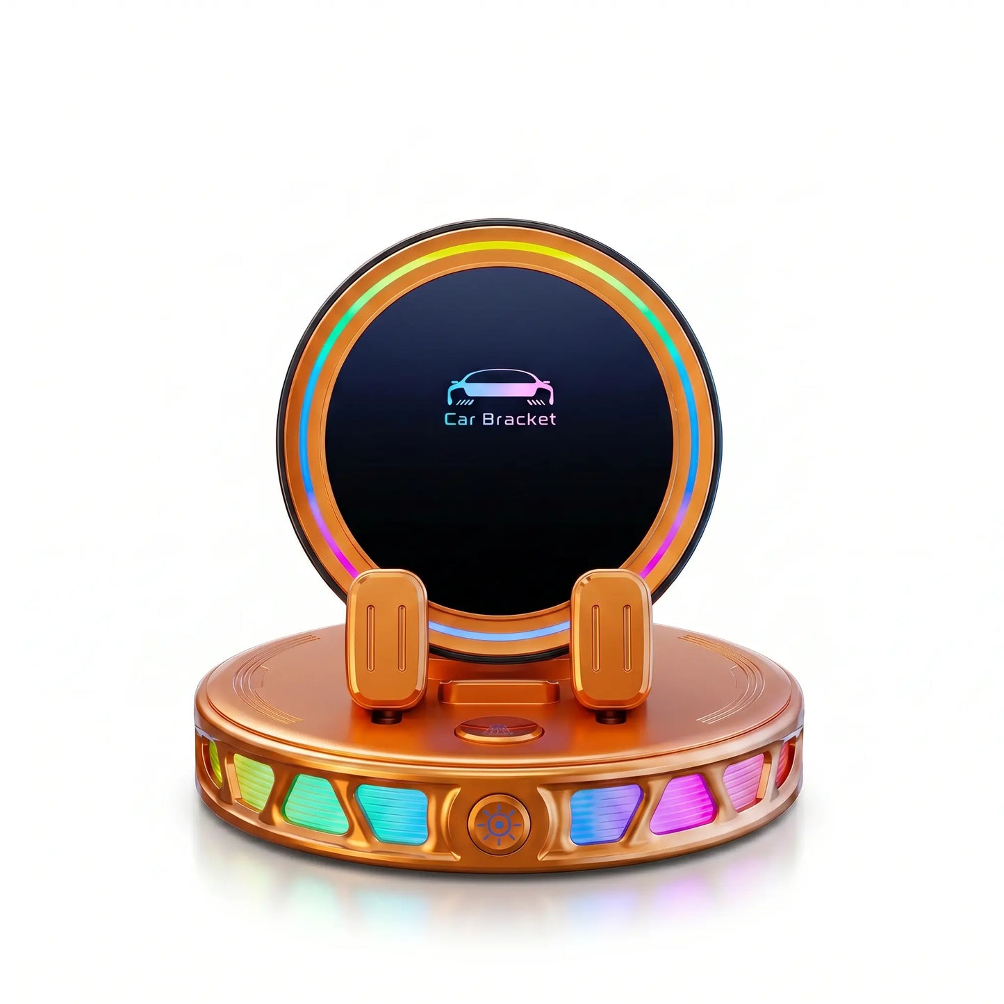 360° Rotating Wireless Charging Car Phone Mount with RGB LED Lights