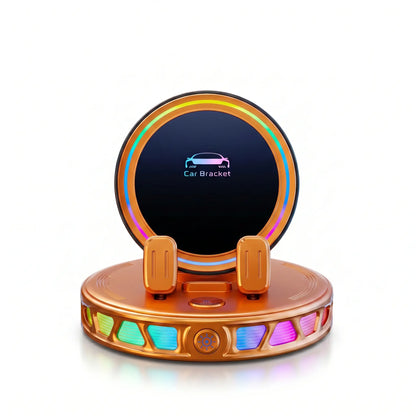 360° Rotating Wireless Charging Car Phone Mount with RGB LED Lights