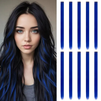 20Inch Rainbow Clip-In Hair Extensions - Vibrant Synthetic Highlights
