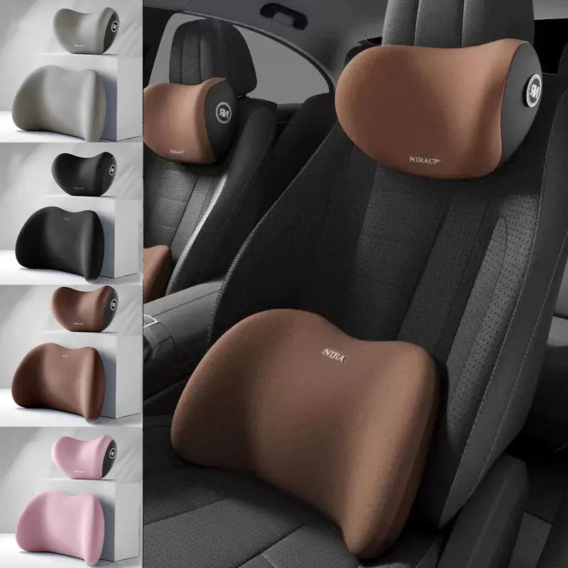 Car Driving Car Pillow Set Neck and Waist Black Foam Neck Pillow Memory Lumbar