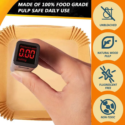 100PCS Disposable Air Fryer Paper Liners – Non-Stick, Oil-Proof & Easy Cleanup