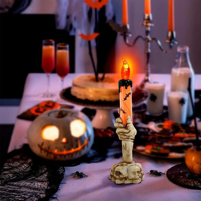 Halloween Vivid Resin Skeleton Hand Finger Candle Holders, 2026 Halloween Delicate Bar Home Party Desktop Tea Light Holders Decor