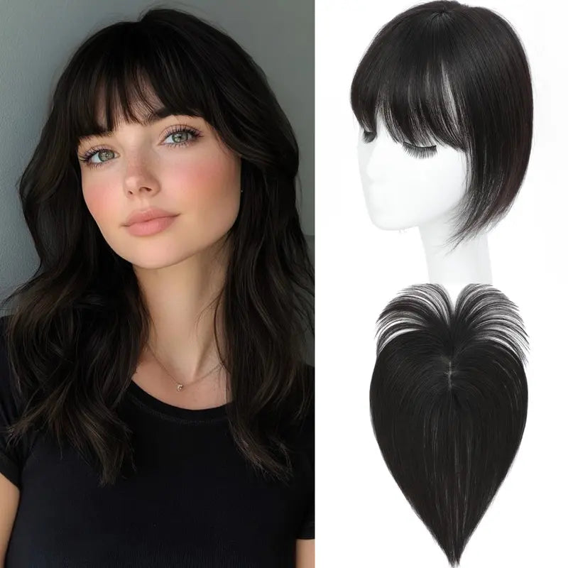 Hair Toppers for Women - 3D Real Human Hair Clip-in Bangs