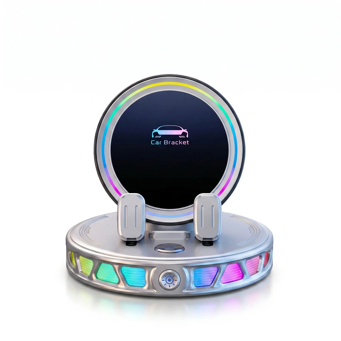 360° Rotating Wireless Charging Car Phone Mount with RGB LED Lights