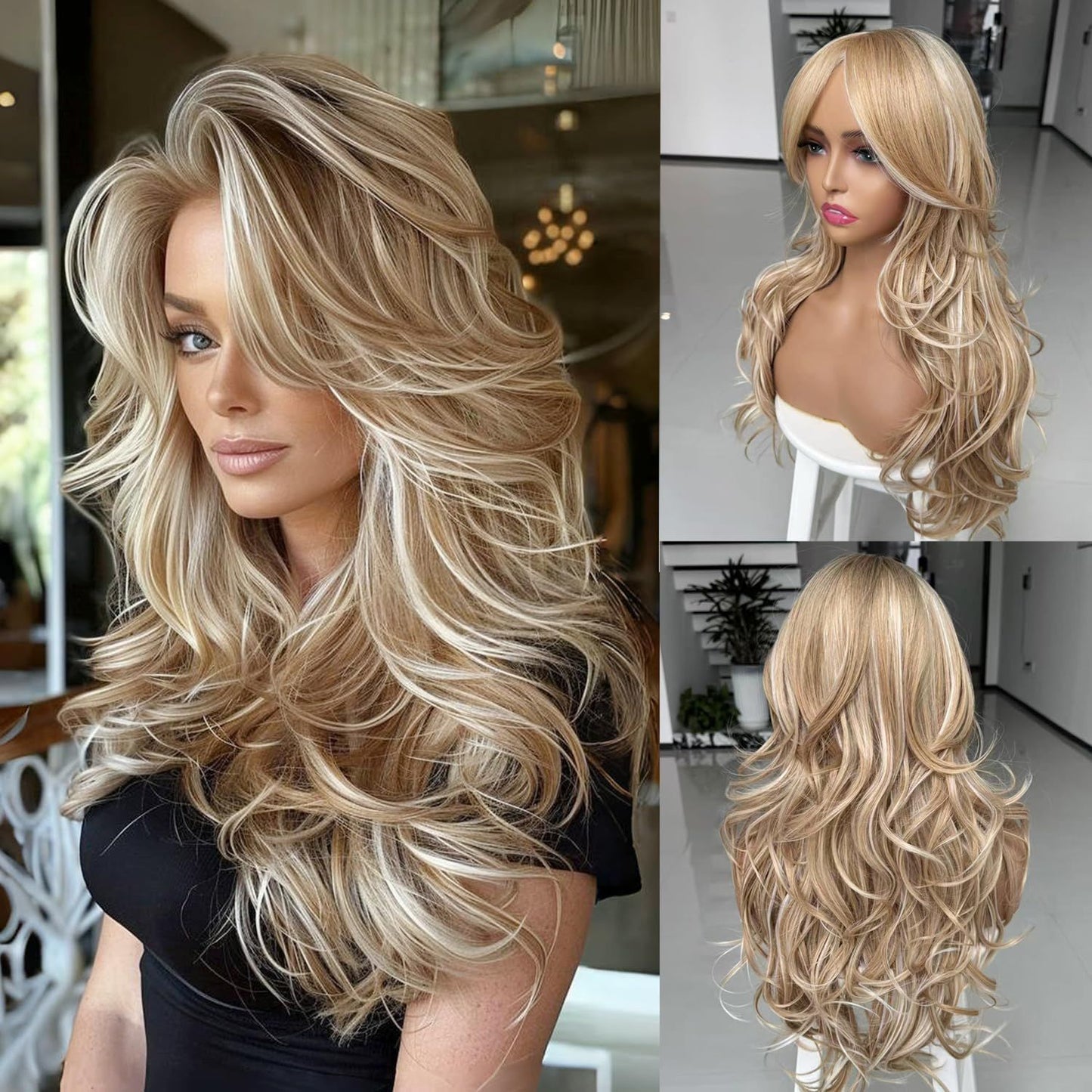 Clip in Hair Extensions Synthetic Hair Extensions Long Layered Wavy Hairpieces Soft Clip Ins Full Head Hairpieces for Women