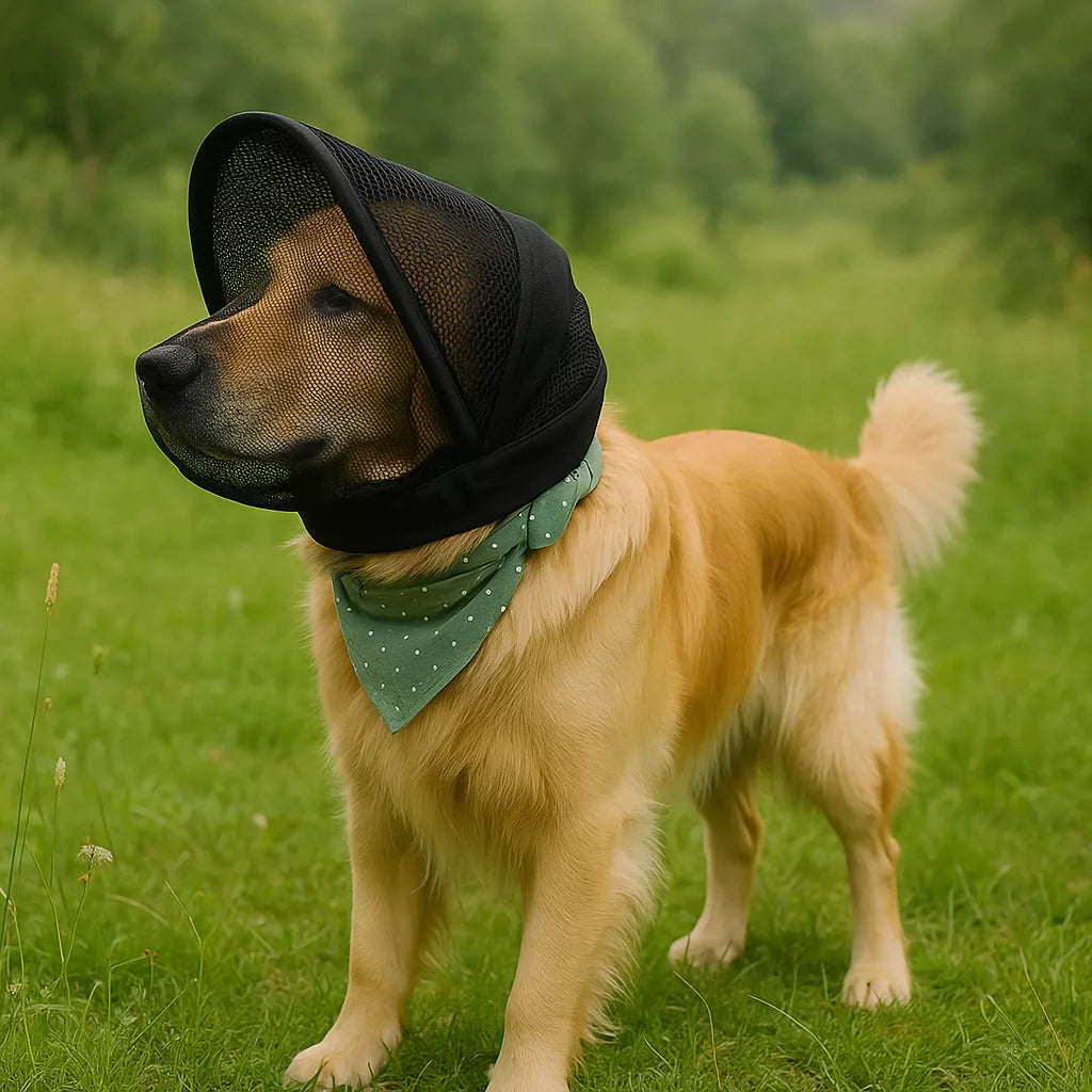 🐶 Breathable Adjustable Dog Muzzle Head Cover -  Anti Biting, Anti Scavenging &  Mosquito Proof for Small Medium Dogs | ☀️ Summer Outdoor