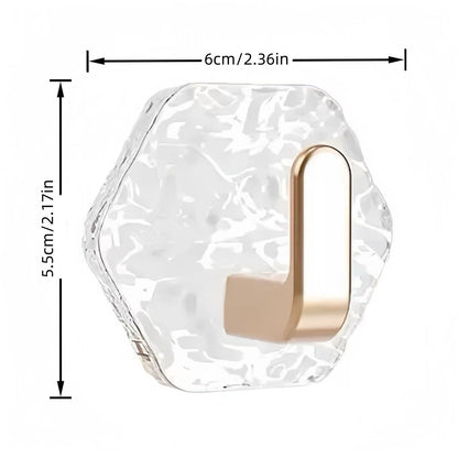 Glacier Ripple No-Drill Adhesive Hooks – Crystal-Look Decorative Wall Storage