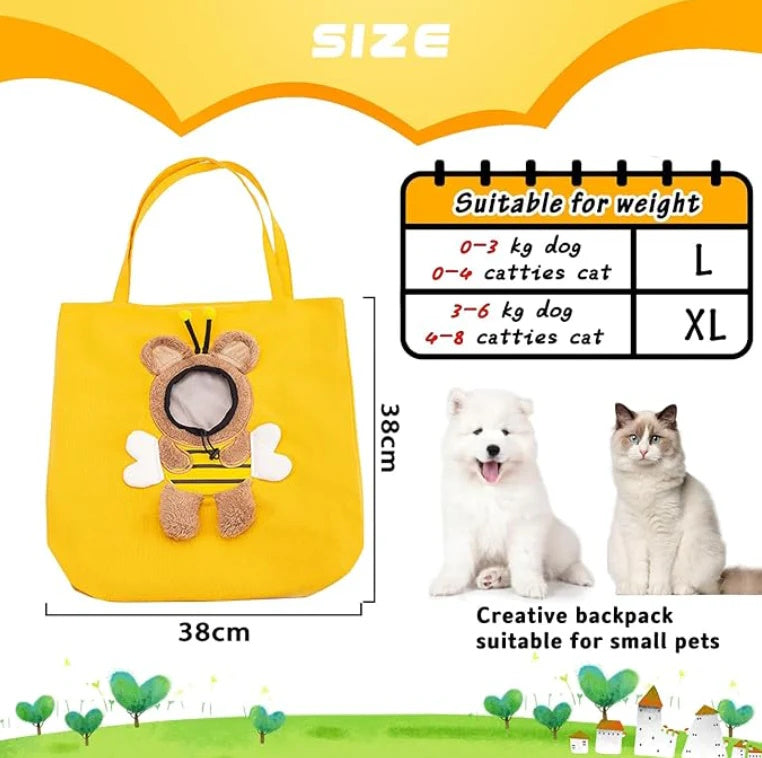 Bee Out Cute Canvas Pet Bag | Cute Bee-Shaped Pet Canvas Shoulder Carrier
