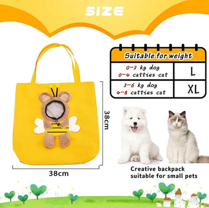 Bee Out Cute Canvas Pet Bag | Cute Bee-Shaped Pet Canvas Shoulder Carrier