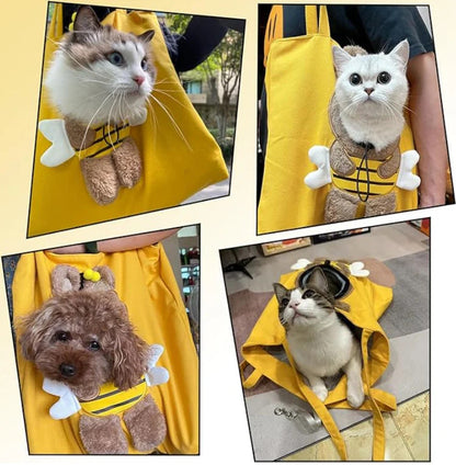 Bee Out Cute Canvas Pet Bag | Cute Bee-Shaped Pet Canvas Shoulder Carrier