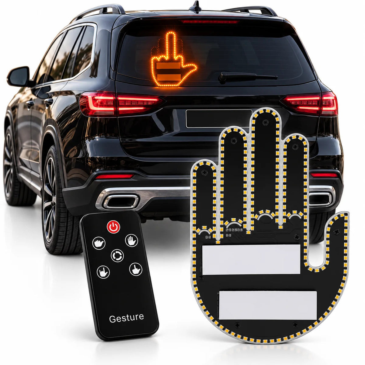 LED Gesture Lighting - Luminous 4-in-1 Decorative Car Sign Finger Light with Remote Control