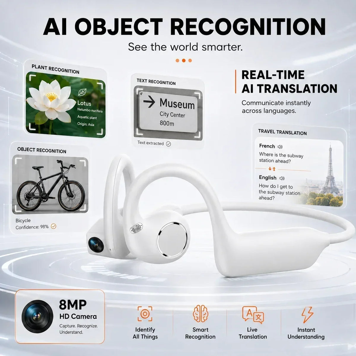 Smart AI Camera Bluetooth Headphones
