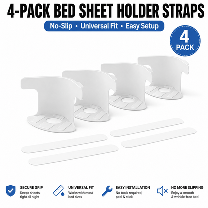 4-Pack Heavy Duty Bed Sheet Clips, Locking Mattress Corner Holders
