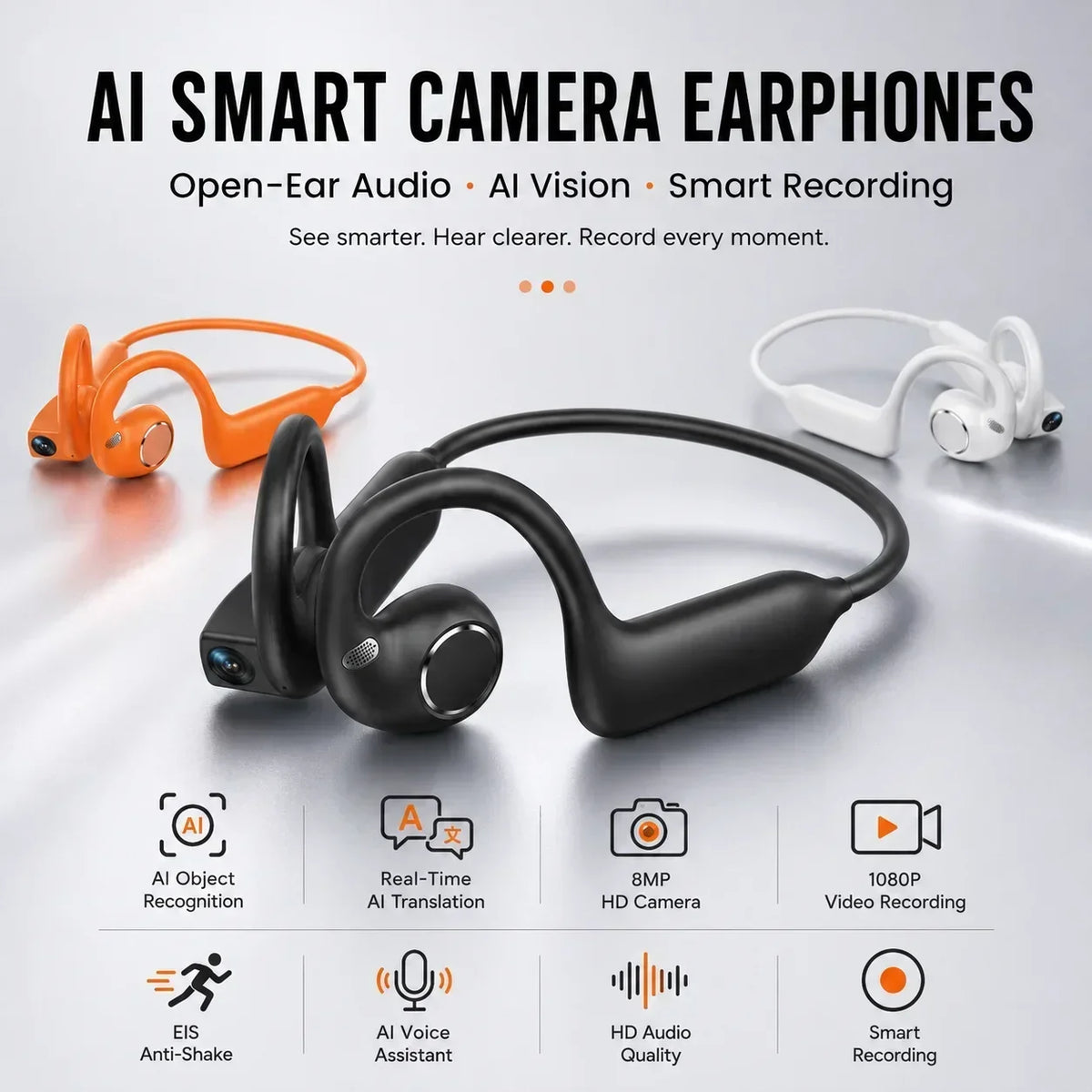 Smart AI Camera Bluetooth Headphones