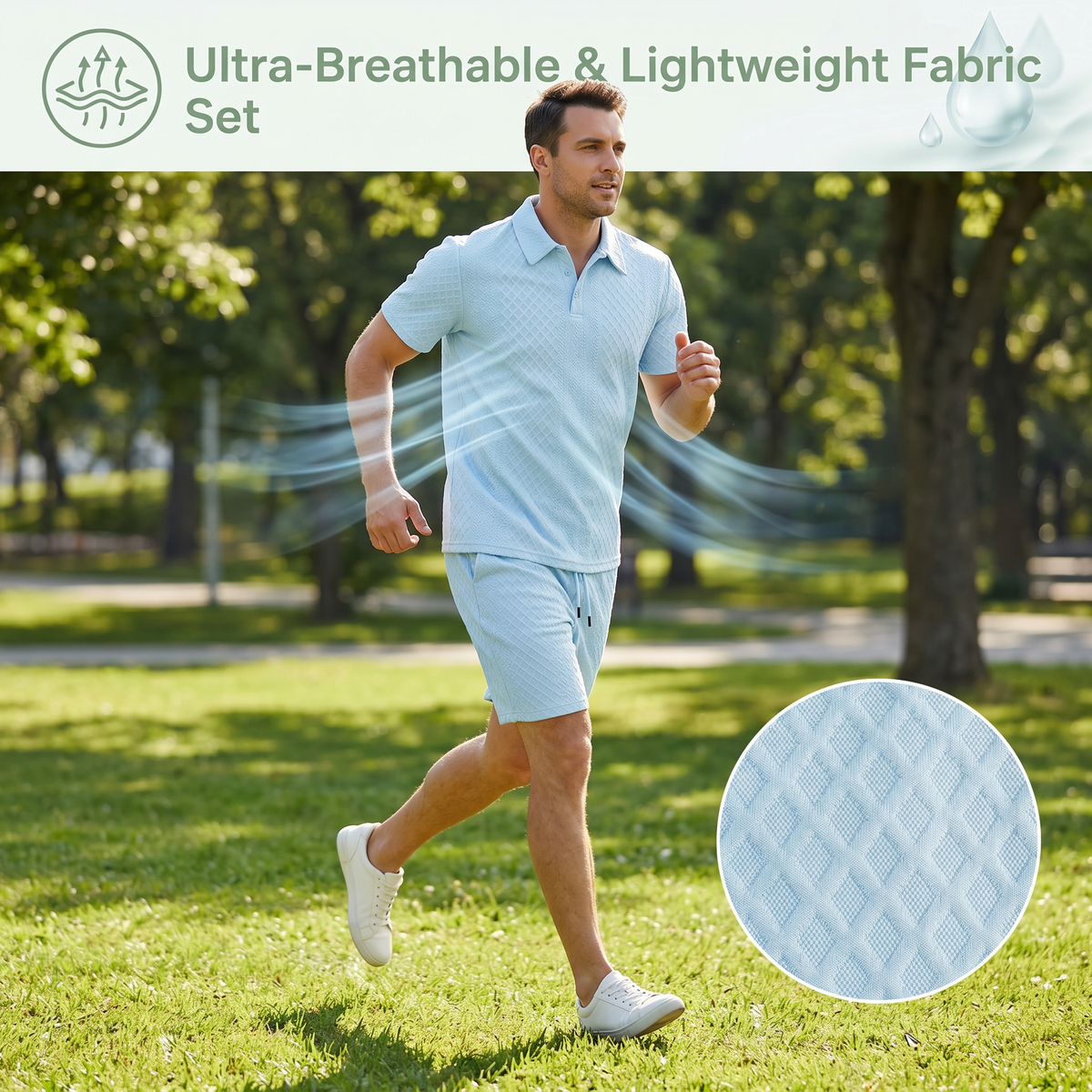 Men's Premium Textured Polo & Shorts Matching Set