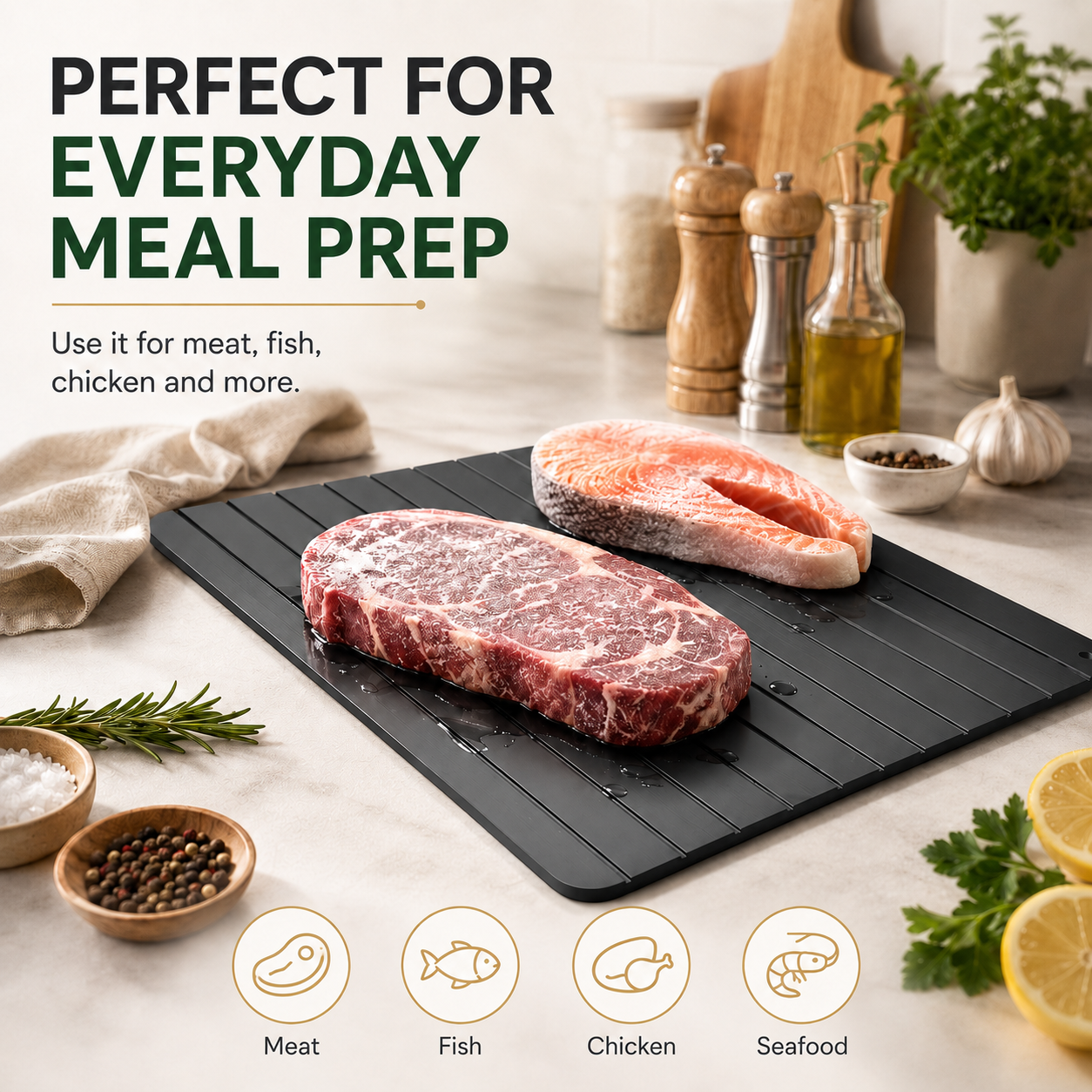 Premium Aluminum Defrosting Plate for Frozen Food, Non-Stick Surface