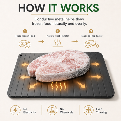 Premium Aluminum Defrosting Plate for Frozen Food, Non-Stick Surface