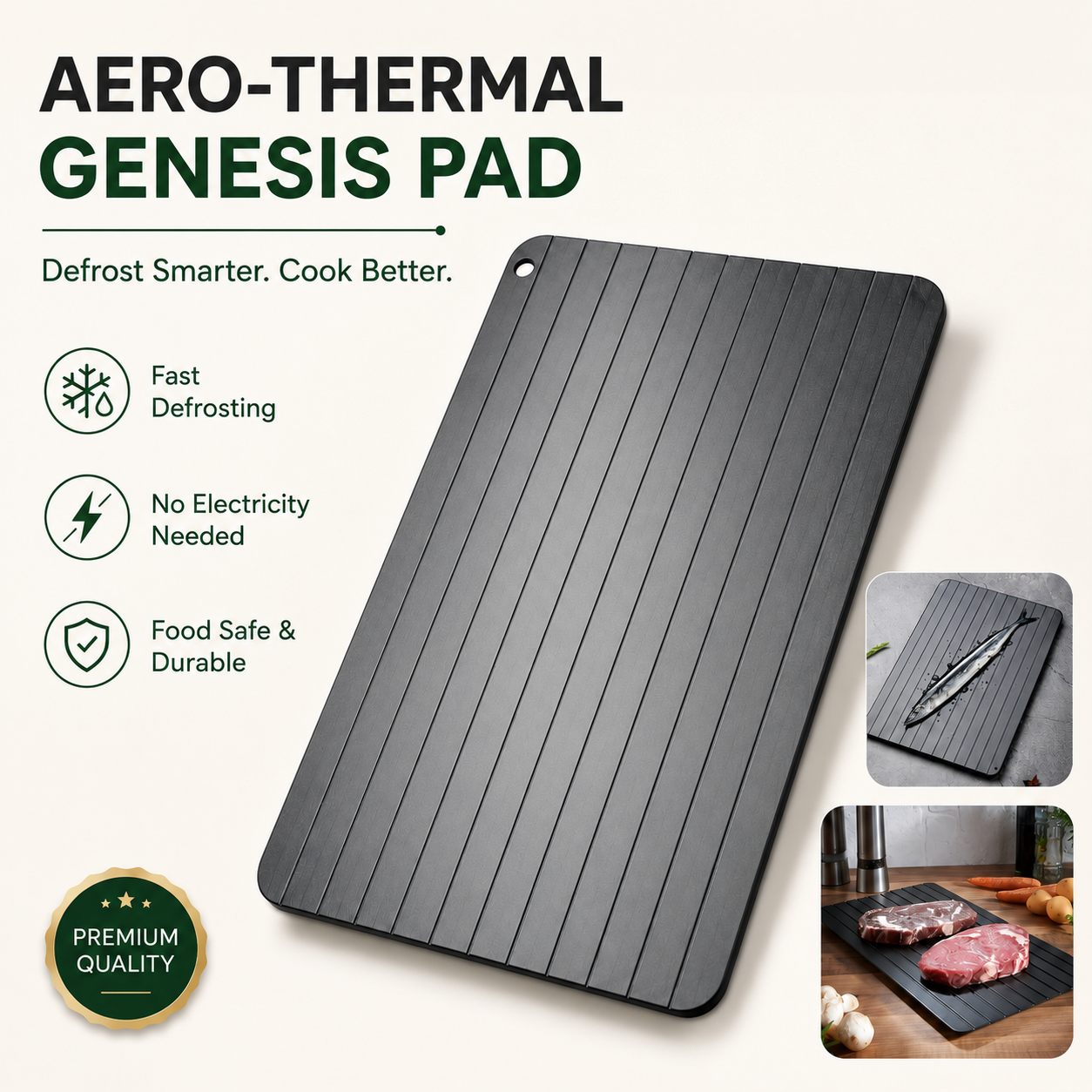 Premium Aluminum Defrosting Plate for Frozen Food, Non-Stick Surface