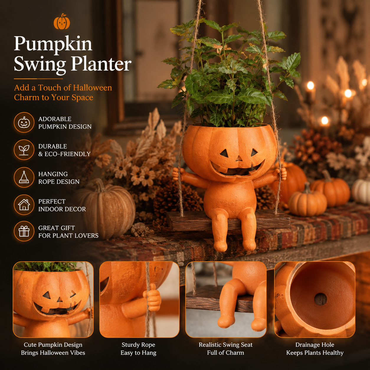 🎃Halloween Pumpkin Hanging Planter Character Resin Hanging Flower