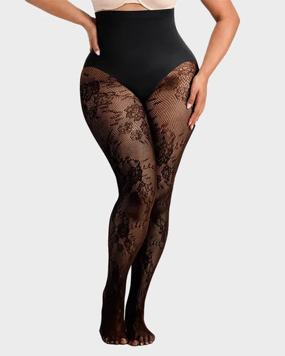 🔥 High-Waisted Floral Lace Shaping Tights
