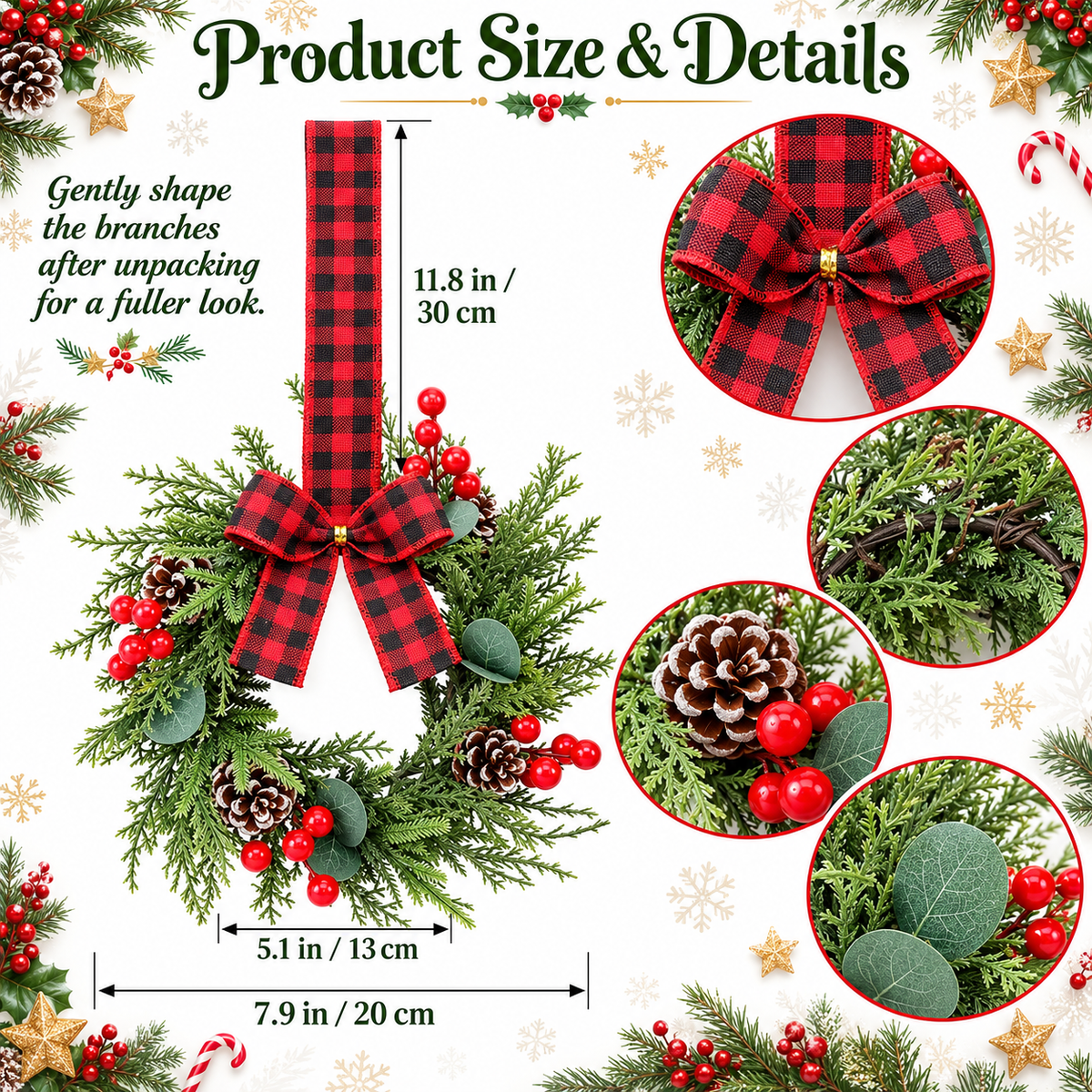Christmas Mini Artificial Cabinet Wreaths — Maximum Holiday Magic