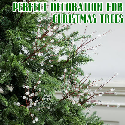 🎄8 Pcs Crystal Christmas Tree Picks, 11.8 Inch with Bead Drop