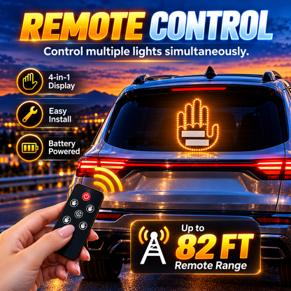LED Gesture Lighting - Luminous 4-in-1 Decorative Car Sign Finger Light with Remote Control