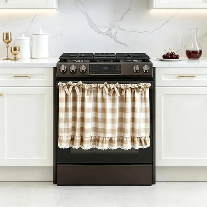 Polyester Farmhouse Stove Top Cover - Cooktop Cover with Ruffled Bow 77 * 55cm