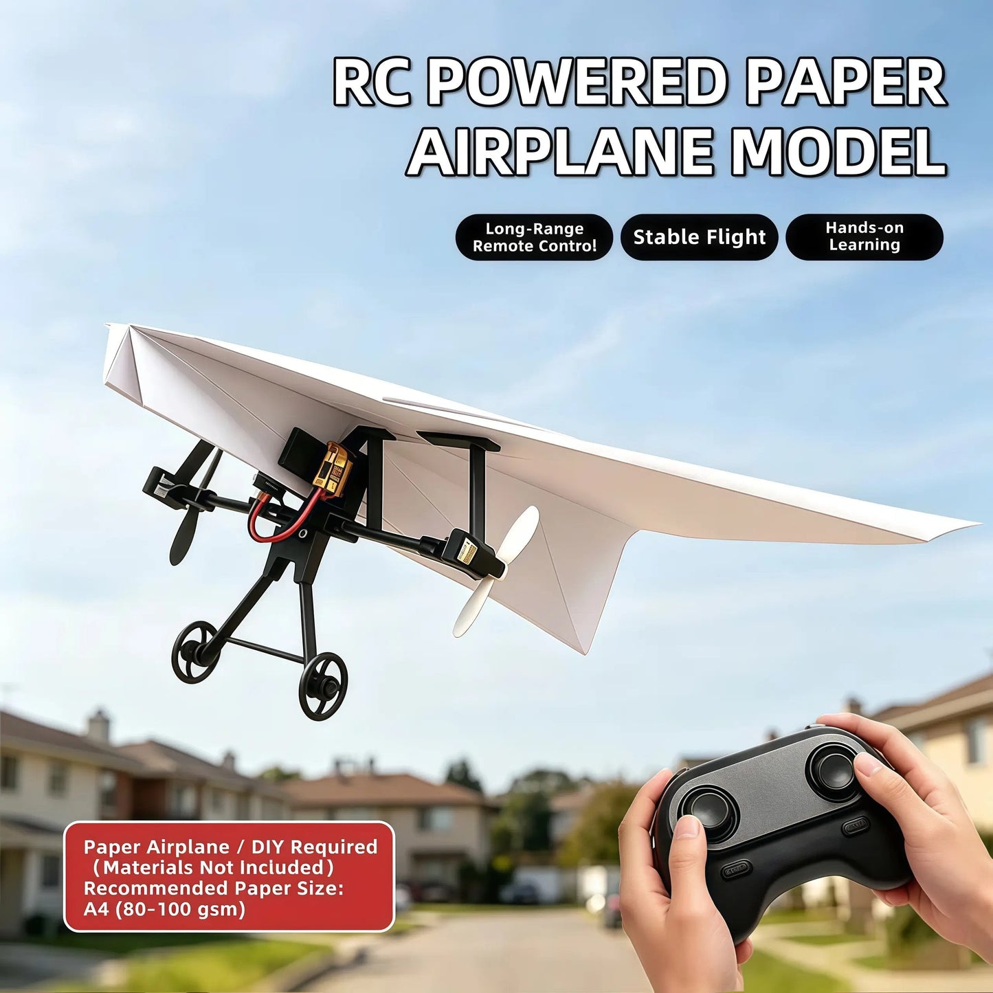 ✈️ Build & Fly RC Paper Airplane Kit | Electric Remote Control Plane with Gyro Stability, Dual Motors & Family Outdoor Fun