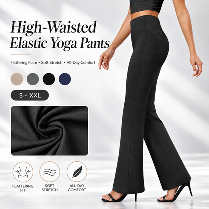 👖2026 Flex High-Waisted Elastic Yoga Pants for Women, featuring back pockets