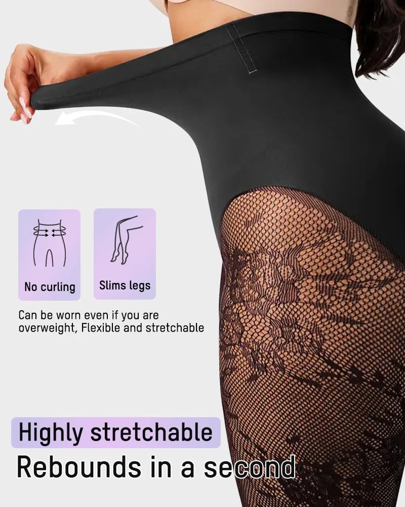 🔥 High-Waisted Floral Lace Shaping Tights